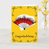 Carte Fan Corners espagnol Félicitations Texte vertical (Fleur jaune)