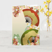 Carte Fan japonais 3 vert (Fleur jaune)