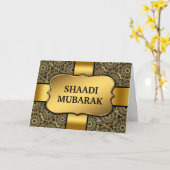 Carte Fancy Black and Gold Shaadi Mubarak (Fleur jaune)