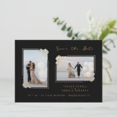 Carte Fancy Golden Minimalist Branches 2 Photos Wedding (Debout devant)