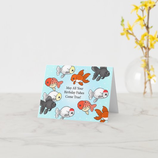 Carte Fancy Goldfish mignon poisson rouge rancho poisson (Fleur jaune)