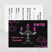 Carte Fancy gothique candélabre rose chaud sur mariage n (Devant / Derrière)
