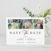 Carte Fancy Minimalist Collage 3 Photos Couple Wedding (Debout devant)