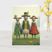 Carte Fancy Sheep Meadow Folk Card (Fleur jaune)