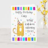 Carte Fans de chats Feline Fun Confetti Party Joyeux ann (Fleur jaune)