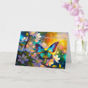 Carte Fantaisie de cerisier en fleurs Papillon Lever de