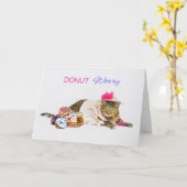 Carte Fantaisie de Kitty de beignet et anniversaire doux (Fleur jaune)