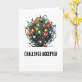 Carte Fantaisie démêlée lumières de Noël : Défi Accepté (Fleur jaune)