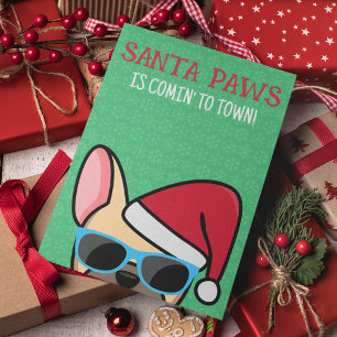Carte Fantaisie Fête Française Père Noël Paws Noël