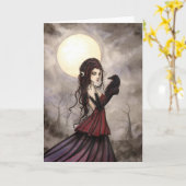 Carte Fantaisie gothique sorcière et corbeau Art wiccan (Fleur jaune)