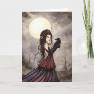 Carte Fantaisie gothique sorcière et corbeau Art wiccan