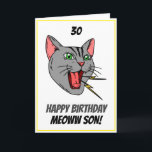 Carte Fantaisie Meowing Cat White 30th Son Birthday<br><div class="desc">Funny Meowing Cat White 30th Son Birthday, un design unique fait pour quiconque cherche quelque chose de spécial pour son fils le jour de son anniversaire. Le design comporte un chat mignon à l'avant avec du texte personnalisable que vous pouvez personnaliser, alors n'hésitez pas à le customiser pour faire votre...</div>