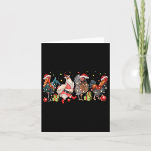 Carte Fantaisie poulets de Noël Lumières ferme animal mi