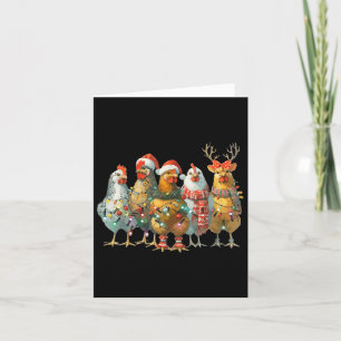 Carte Fantaisie poulets de Noël Lumières ferme animal mi