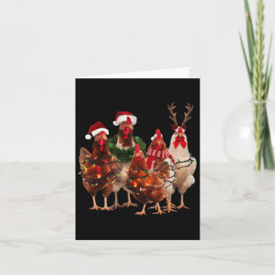 Carte Fantaisie poulets de Noël Lumières ferme animal mi