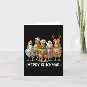 Carte Fantaisie poulets de Noël Lumières ferme animal No