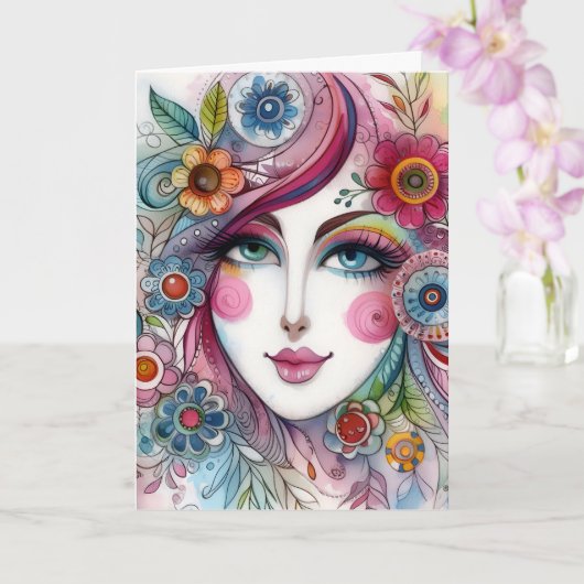 Carte Fantaisiste Pliée (Orchidée)