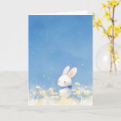 Carte Fantasie Florale de Lapin (Fleur jaune)
