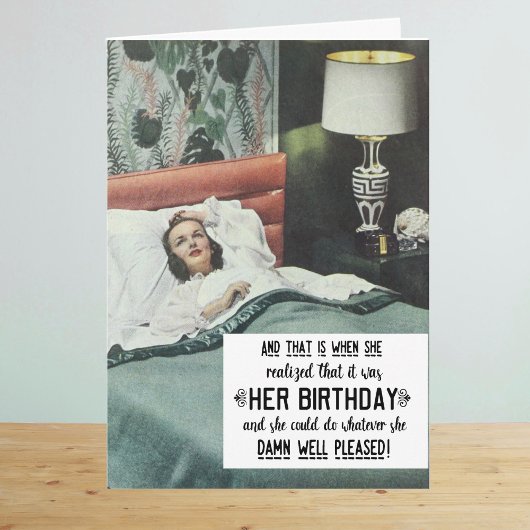 Carte Fantastique anniversaire de femme rétro