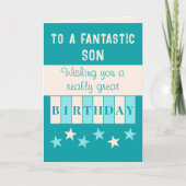 Carte Fantastique fils turquoise beige anniversaire (Devant)