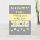 Carte Fantastique oncle gris jaune anniversaire (Devant)