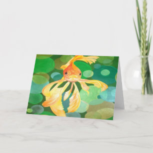 Carte Fantastique poisson d'or avec bulles vertes Vector