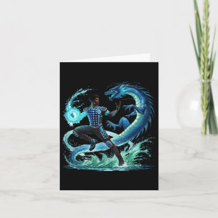 Carte Fantasy Dragon Afro-Américain Homme Noir Superhéro