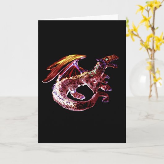 Carte Fantasy Ruby Red Dragon Card Customisable (Fleur jaune)