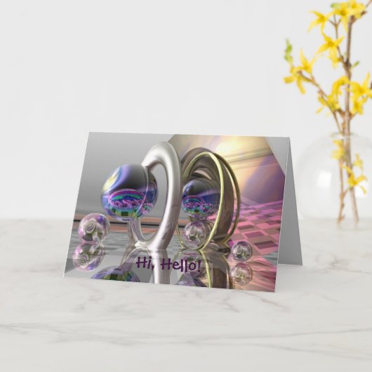 Carte Fantasy "Salut, Hello !" (Fleur jaune)