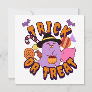 Carte Fantôme adorable d'Halloween Trick or Treat