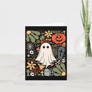 Carte Fantôme Avec Fleurs Halloween Floral Citrouille Fa