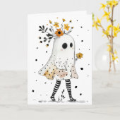 Carte Fantôme avec tournesol Whimsical Happy Halloween (Fleur jaune)