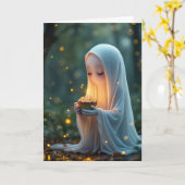 Carte Fantôme avec un gâteau d'anniversaire (Fleur jaune)