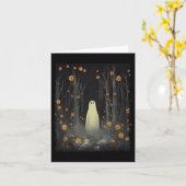 Carte Fantôme Dans La Forêt Florale Halloween Éffrayant (Fleur jaune)