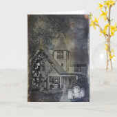 Carte fantôme de dame par maison hantée (Fleur jaune)