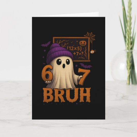Carte Fantôme de maths drôle 67 Bruh Halloween Mème Prof (Devant)