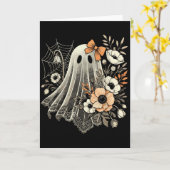 Carte Fantôme d'Halloween avec fleurs vintage (Fleur jaune)