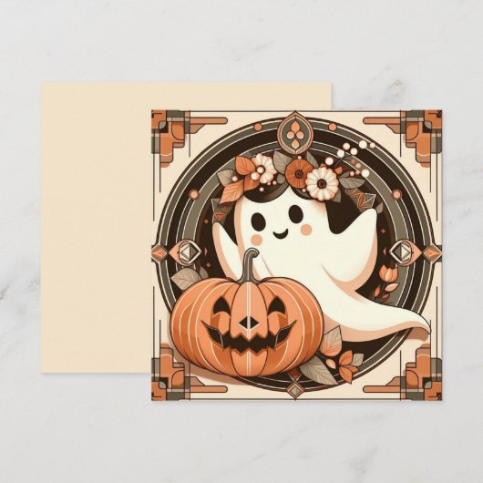 Carte Fantôme d'Halloween et Citrouille Épouvantable (Devant / Derrière)