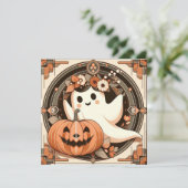 Carte Fantôme d'Halloween et Citrouille Épouvantable (Debout devant)