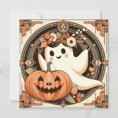 Carte Fantôme d'Halloween et Citrouille Épouvantable (Devant)