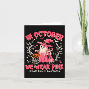 Carte Fantôme D'Halloween Rose Cute Pour Le Cancer Du Se