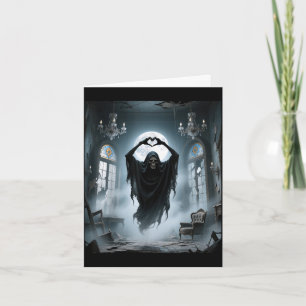 Carte Fantôme drôle coeur mains visage effrayant hallowe
