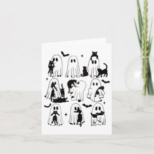 Carte Fantôme Drôle Tenant Un Chat Noir Lazy Halloween S