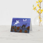 Carte Fantôme et chat noir dans le champ de citrouilles (Fleur jaune)