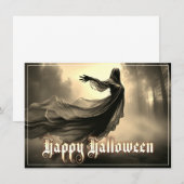 Carte Fantôme Féminin Noir dans l'Enfer - Halloween (Devant / Derrière)