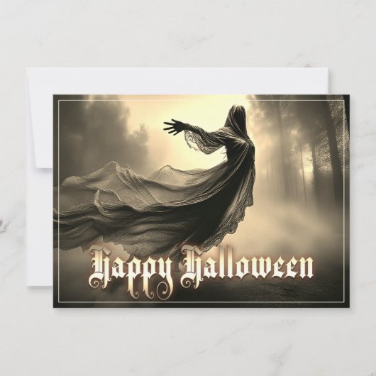 Carte Fantôme Féminin Noir dans l'Enfer - Halloween (Devant)
