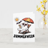 Carte Fantôme mignon et effrayant de Summerween avec des (Fleur jaune)