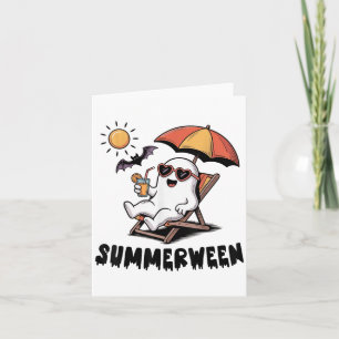 Carte Fantôme mignon et effrayant de Summerween avec des