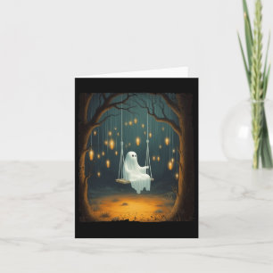 Carte Fantôme Mignonne Sur Une Forêt D'Automne De Neige