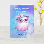 Carte Fantôme mou Halloween Petite-fille (Fleur jaune)